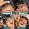 180 Density Water Wave Short Bob Wig HD Transparent 13x4 Lace Frontal Wig Pre Plucked Deep Curly Lace Front Wig Human Hair For Women Ready to Go Wear Glueless Wig Middle Part Natural Color 8Inch view 4