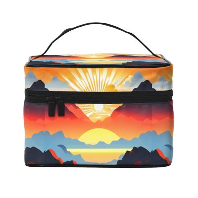 MYGANN Bright Sunrise Large Capacity Portable Waterproof Cosmetic Bag 9x6.5x6.2 In For Travel Outdoor Sports Wedding Companion Gift