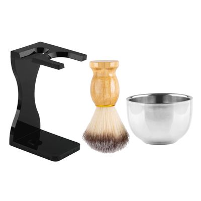 1set Men's Grooming Shaving Kit Shaving Brush Bowl and Stand Smooth Shave Experience and Material for Him