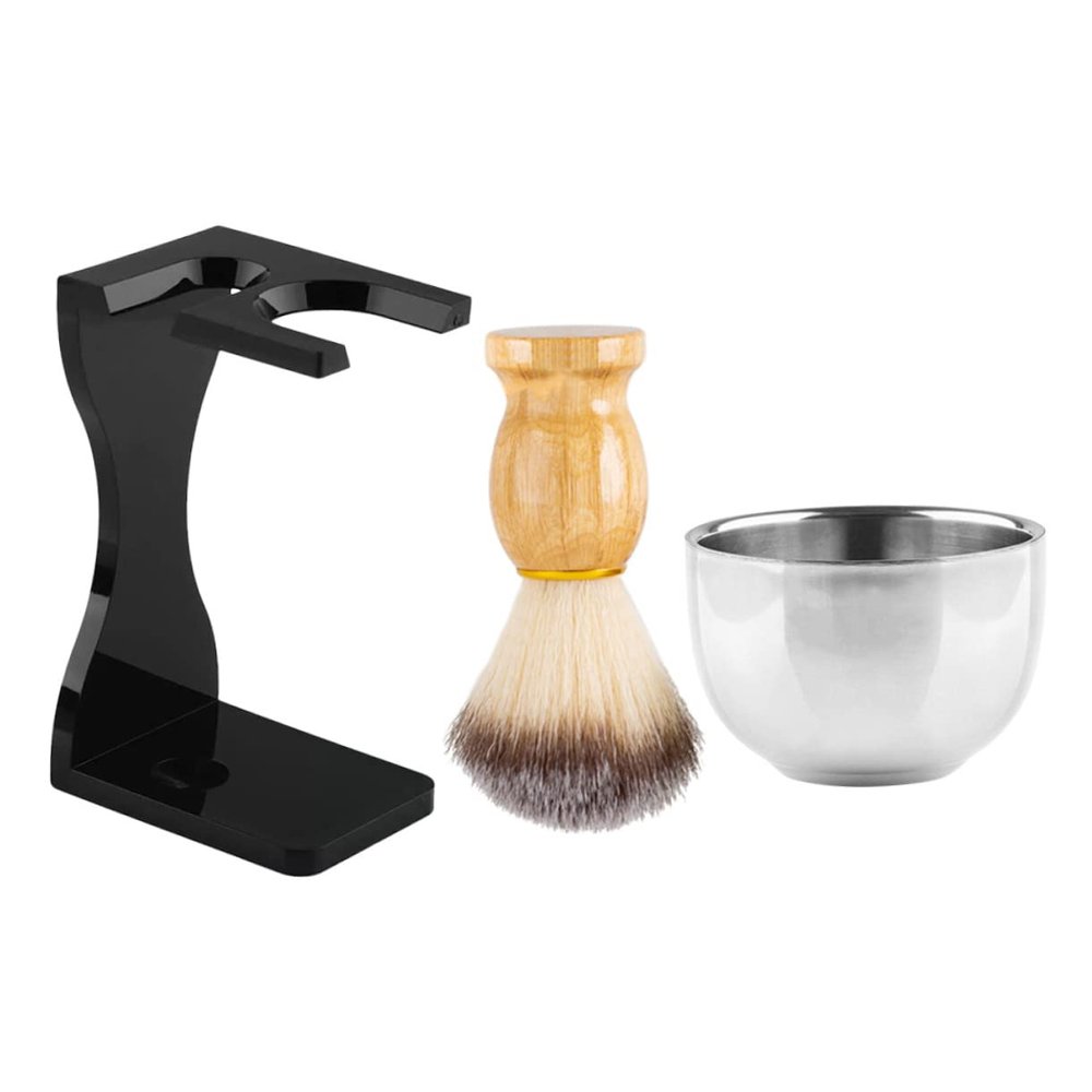 1set Men's Grooming Shaving Kit Shaving Brush Bowl and Stand Smooth Shave Experience and Material for Him