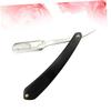 FOMIYES Black Wooden Handle Manual for Men Chic Folding Straight Metal Shaving Tool for Barbers and Salons for Beard Sideburns and Hair Shaping view 2