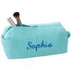 Personalization Universe Personalized Ladies Embroidered Makeup Bag - Waffle Weave, Machine Washable, Custom Name/Initial - Great Bridesmaid & Birthday Gift - Travel/Cosmetic Bag - Mint view 1