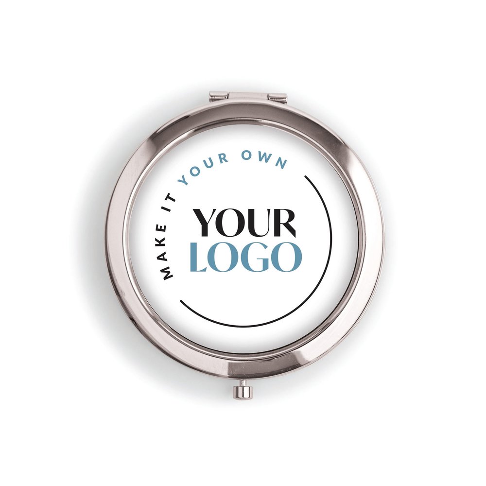 WEDDINGSTAR Personalized Compact Mirror with Engraved Back for Corporate Gift Silver - Your Company Logo