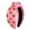 VOGUEKNOCK Strawberry Headband Fruit Headbands for Women Girls Tropical Strawberry Knotted Headband Summer Beach Headwear Hair Accessories Strawberry Pink view 1
