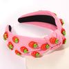 VOGUEKNOCK Strawberry Headband Fruit Headbands for Women Girls Tropical Strawberry Knotted Headband Summer Beach Headwear Hair Accessories Strawberry Pink view 2