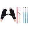 AIRSEE UV Gloves for Nail Lamp,Professional UPF50+ UV Protection Gloves for Manicures Nail Art Nail Art Clean Up Brushes, 3 Pcs Painting Brushes for Nails with Flat/Oval/Fine Angled Brush view 1