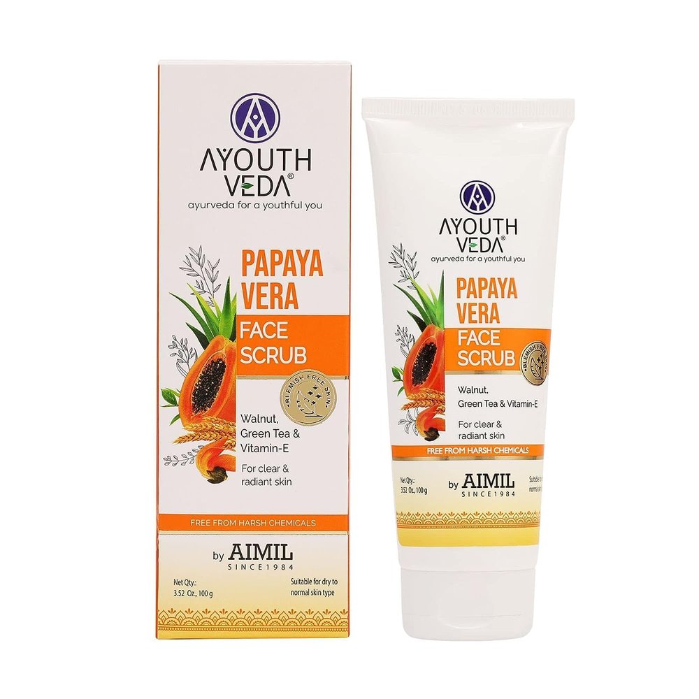 NinthAvenue Basics PUB Papaya Vera Face Scrub With Walnuts, Green Tea & Vitamin-E For Radiant Skin 100gm