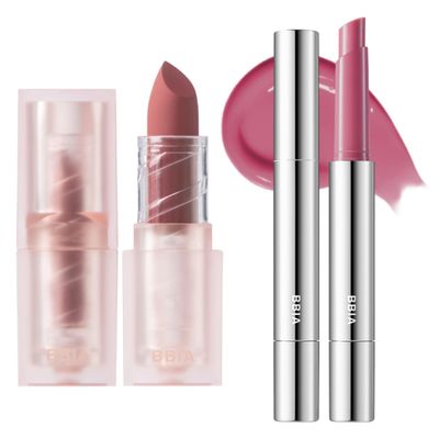 BBIA Last Powder Lipstick (10 CREAM ROSE) + Over Glaze Stick (03 GRAPE GLAZE) BUNDLE SET