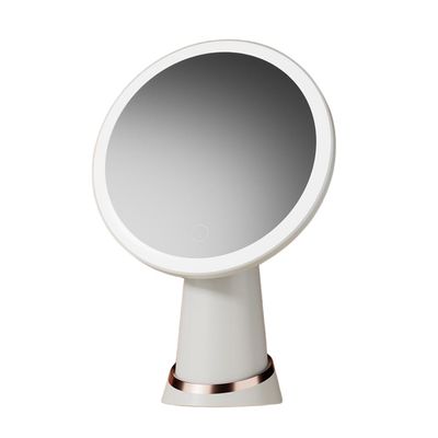 1800 mah Capacity Rechargeable Lighting Makeup Mirror 8 inch (About 19 cm) Bathroom Mirror with 3-Color Light, LED Light with 180 Rotation (Pearl White)