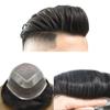 Men Hair Replacement System Mens Toupee French Lace Front Human Hairpiece Durable Fine Mono Poly Skin Toupee For Men Natural Hairline #1B10 Natural Black+10% Gray view 1