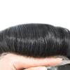 Men Hair Replacement System Mens Toupee French Lace Front Human Hairpiece Durable Fine Mono Poly Skin Toupee For Men Natural Hairline #1B10 Natural Black+10% Gray view 3