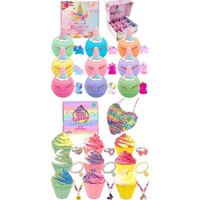 Bath Bombs for Kids, 9 Large Organic Kids Bath Bombs with Surprise Inside