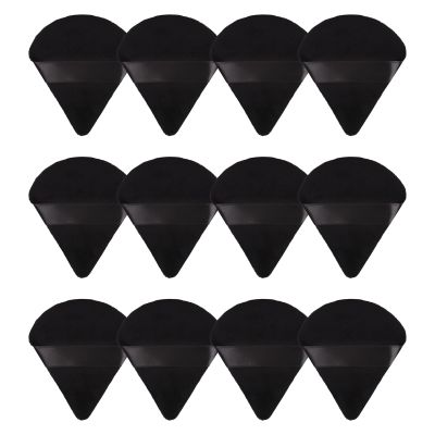 12 Pieces Triangle Powder Puffs for Face, Makeup Puff for Loose & Cosmetic Foundation, Soft Velour Makeup Puff for Contouring, Under Eyes and Corners, Beauty Makeup Tools, Black