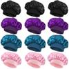 12 Pieces Satin Bonnet Hat For Women Sleeping Shower Caps Curly Hair Silky Bonnet Hair Wrap (Multi2) view 1
