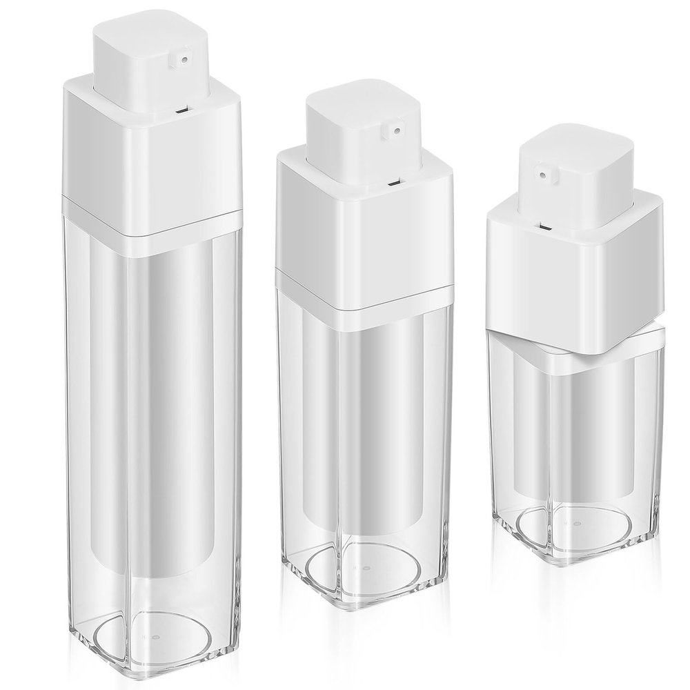 Baluue 3pcs Airless Pump Bottles Travel Containers for Lotion Shampoo and Leak Dispensers Secure Sealing Go Use