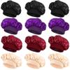 12 Pieces Satin Bonnet Hat for Women Sleeping Shower Caps Curly Hair Silky Bonnet Hair Wrap (Multi1) view 1