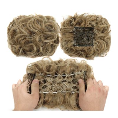 HEAIQI Hair Chignon for Women Messy Curls Bun Synthetic Wig Bun Easy Stretch Hair Comb Ponytail Extensions for Women Drawstring Ponytail Bun Messy Bun Hair Piece (Color : A, Size : 02)