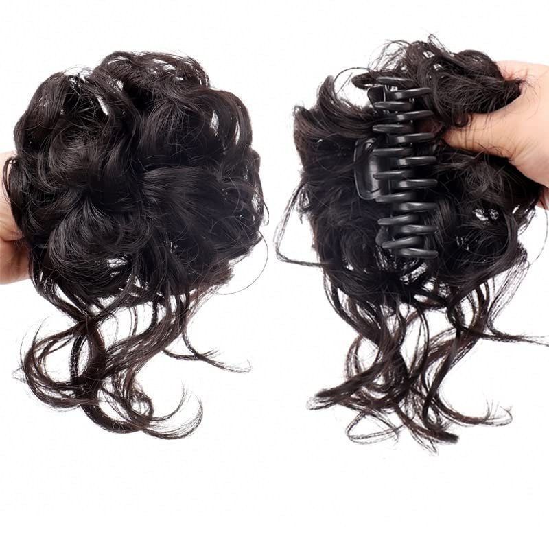 LOVULIFE Hair Chignon Synthetic Hair Bun Messy Curly Bun Claw Clip Bun Headband Wig Ponytail Hair Extensions Women Wig Hair Bun Messy Bun Hair Piece (Color : SW207-07)