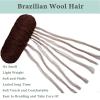 4 Roll Natural Brazilian Wool Hair for Jumbo Braids Braiding Hair Senegalese Twist Crochet Hair Extensions 100% Wool Yarn for Soft Faux Locs Crochet Hair for Black Women(Dark Brown, 4Roll) view 4