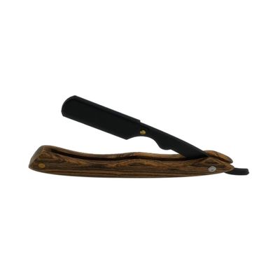Beatifufu Wooden Handle Black Chic Folding Barber Razor for Men Manual Metal Shaving Tool for Beard and Hair for Barbershops and Travel Use