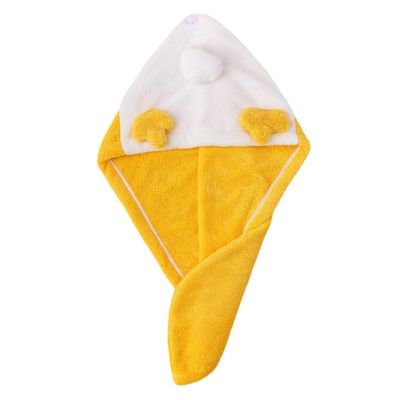 Ciieeo Wet Hair Wrap Towel Super Absorbent Shower Hair Turban for Quick Drying Bathing Gym and Travel Coral Fleece Material Vibrant Yellow