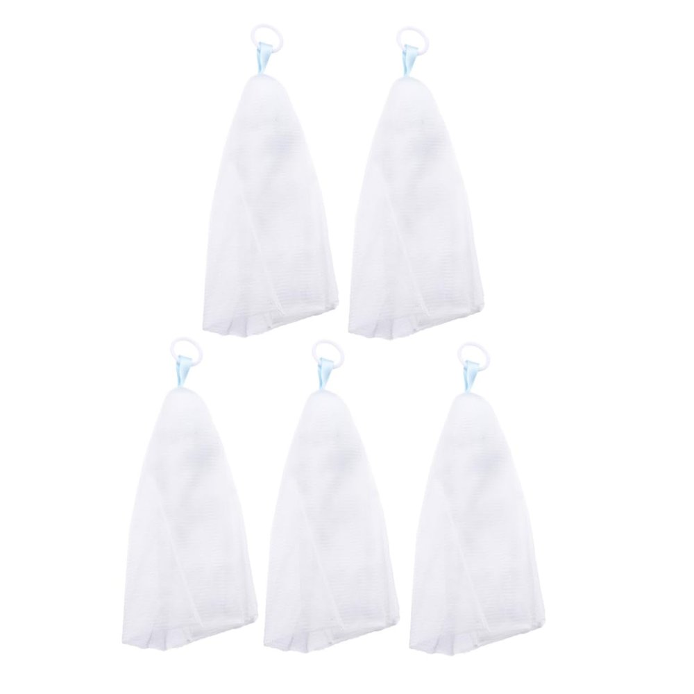 Beatifufu 5pcs Foaming Net for Face Washing Soap Net Hanging Rope Gentle Facial Cleansing Tool Random Rope for Homemade Soap and Skin Care Routine