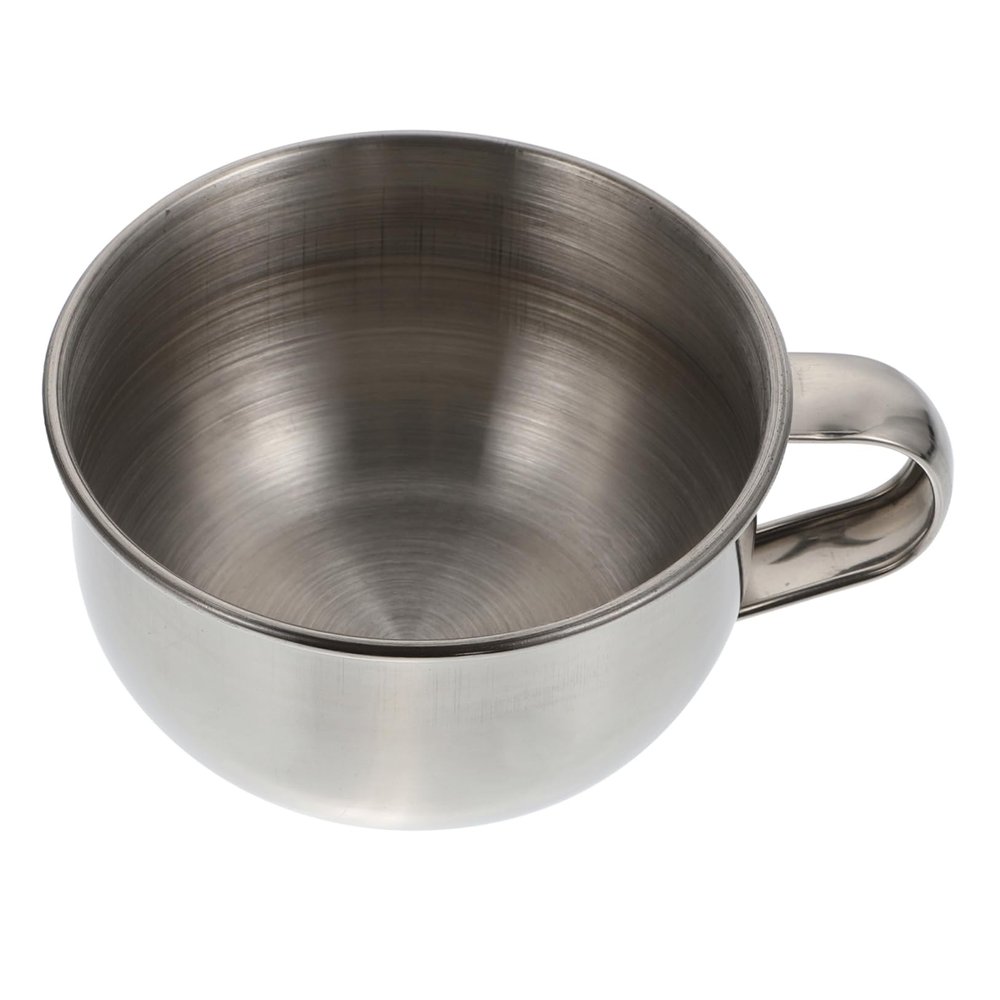 FOMIYES Sturdy Stainless Steel Shaving Bowl with Handle Durable Foam Brush Vessel for Men Non-slip Design for Easy Lathering Portable for Home Travel Use