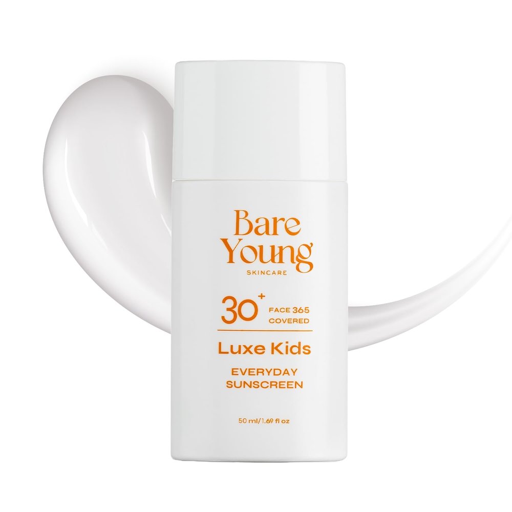 Bare Young 365 Covered Everyday Sun-screen, Zinc Oxide and Titanium Dioxide, Quick-Absorb Facial Sunscreen with No White Cast, Kids SPF 30 Face Sunscreen, Vegan Plant-Based Skincare for kids