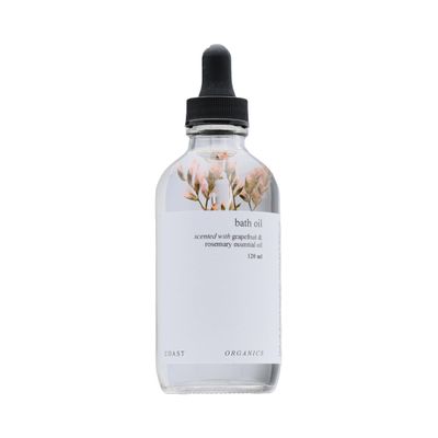 Coast Organics Organic Soothing Grapefruit + Rosemary Bath Oil, Vegan, Canadian Made, 4oz/120ml, Natural