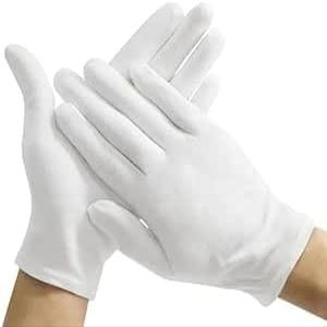 2 Pairs White Cotton Gloves - Moisturizing and Protective for Eczema & Dry Hands, Inspection, Coin Handling and Jewelry Examination - 100% Cotton