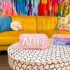 Alpha Omicron Pi Nylon Makeup Travel Bag, Glitter Greek Letter Patch, Cosmetic Case - Pink - AOII view 2