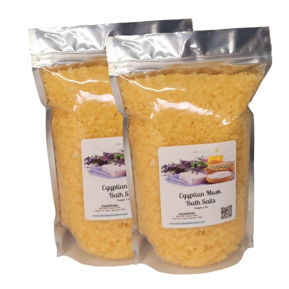 Bath Salts | (2) 4lb Bags (128 oz.) | Egyptian Musk Scent | Epsom Salt | Sea Salt | Bathing | Body Care | Beauty | Relaxation | Spa | Pedicure | Manicure