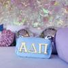 Alpha Delta Pi Nylon Makeup Travel Bag, Glitter Greek Letter Patch, Cosmetic Case - Blue -  view 4