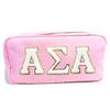 Alpha Sigma Alpha Nylon Makeup Travel Bag, Glitter Greek Letter Patch, Cosmetic Case - Pink -  view 1