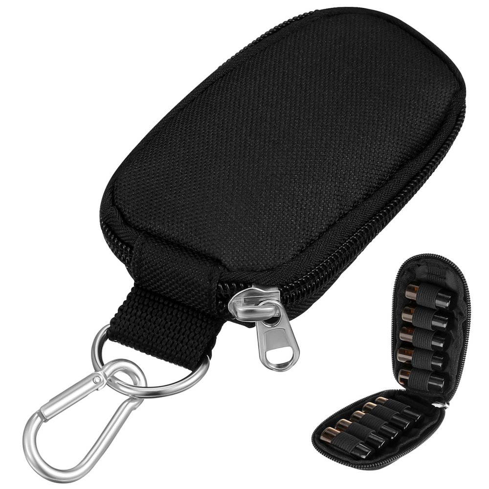 HAPINARY Essential Oil Case Key Bag Travel Oil Bottle Holder 10 Compartments for 2ml Bottles Portable Handle Bag