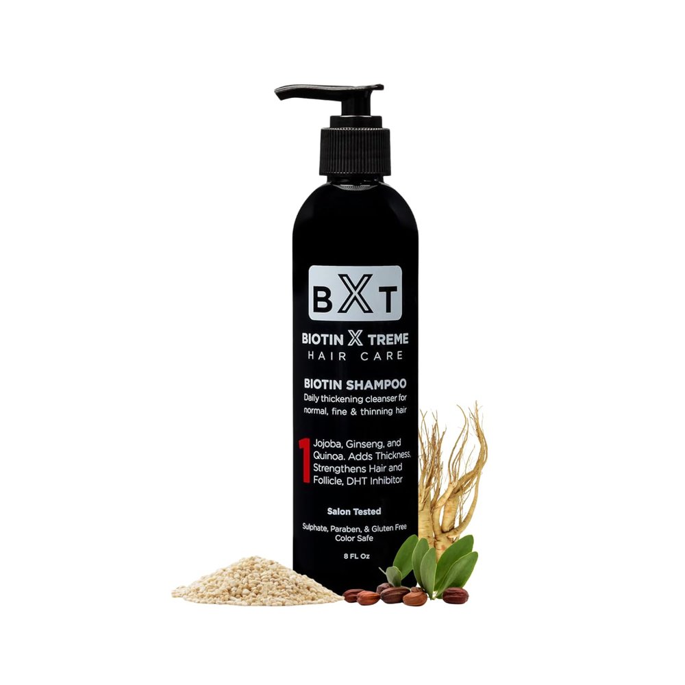 Biotin X Treme Hair Natural Shampoo for Hair Loss & Thinning Hair - Color-Safe, DHT Blocker, Sulfate-Free, Paraben-Free - For Men & Women - Promotes Hair Growth, Strengthens, and Thickens - 16 oz