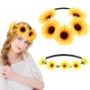 2pcs Sunflower Crown Wreath Adjustable Ribbon Bohemian Hawaiian Stretch Headpiece Floral Crown Garland Headbands Photo Prop Elastic Hair Bands for Halloween Christmas Festival Wedding Party Girl Women view 1