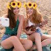 2pcs Sunflower Crown Wreath Adjustable Ribbon Bohemian Hawaiian Stretch Headpiece Floral Crown Garland Headbands Photo Prop Elastic Hair Bands for Halloween Christmas Festival Wedding Party Girl Women view 4