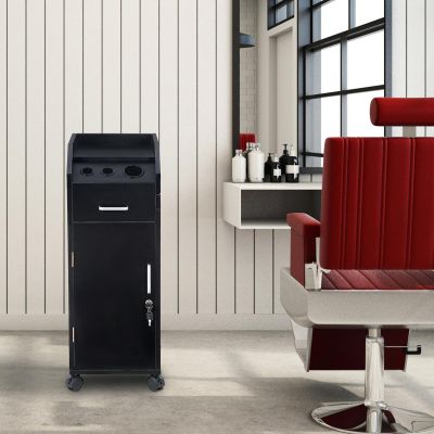 Black Mobile Multifunctional Salon Trolley Makeup Cart, Cart Organizer on Wheels,Hairdressing Tools Rolling Cart, Salon Trolley Cart with Wheels for Salon Station