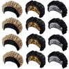 12 Pieces Satin Bonnet Hat For Women Sleeping Shower Caps Curly Hair Silky Bonnet Hair Wrap (Leopard) view 1