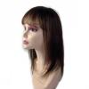 Hair Toppers for Women Real Human Hair Toppers for Women 1414cm Lace Base Top Natural Straight Hair Piece with Neat Bangs Clip In Remy Hair Wiglets Extensions with Bangs Hair Toppers with Bangs ( Siz view 4