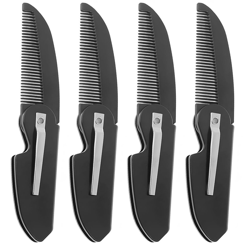 4-Pack Handmade Sawcut Mustache Comb, Best Pocket Folding Comb for Moustaches and Short Beards