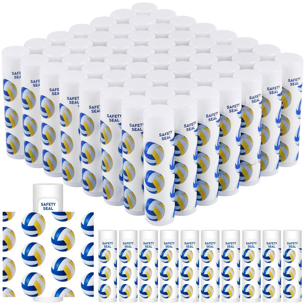 DMSKY 60 Pcs Volleyball Lip Balm Bulk, Volleyball Party Favors for Team Volleyball Gifts for Players Teen Girls Boys Sports Party Supplies