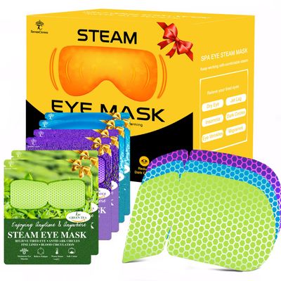 30 Pcs Steam Eye Mask for Puffy Eyes & Dark Circles, Self-Heating Sleep Mask for Travel Essentials, Hydrating & Soothing Eye Patches, Self-Care SPA Relaxation Gifts for Women, Men,Stocking Stuffers