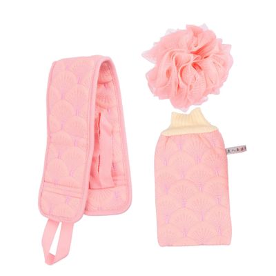 FOMIYES 1 Bath Sponge Set Exfoliater Exfoliante Bathing Towel Scrubber for Women Exfoliating Back Deep Cleaning Tool Shower Ball Back-Pulling Strip Gloves Bath Flower Cotton, 60X10cm, Pink