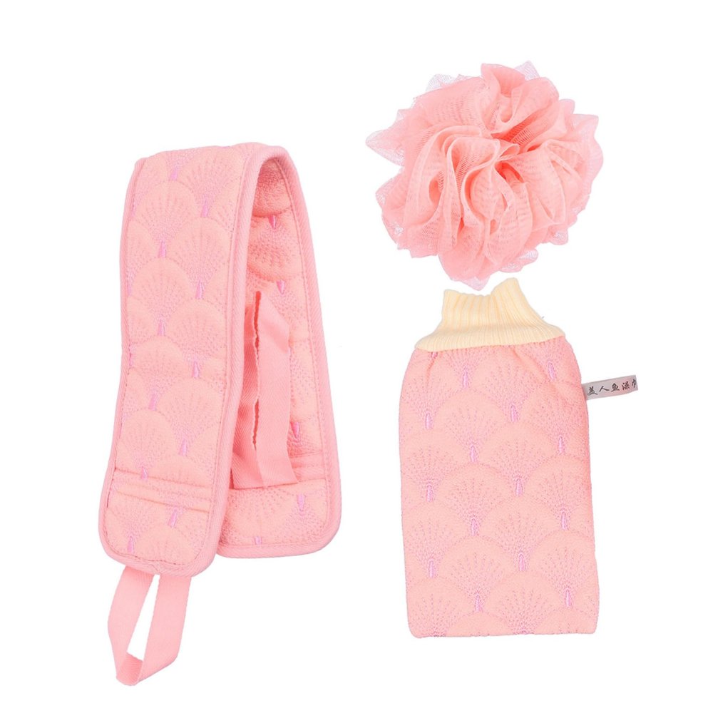 FOMIYES 1 Bath Sponge Set Exfoliater Exfoliante Bathing Towel Scrubber for Women Exfoliating Back Deep Cleaning Tool Shower Ball Back-Pulling Strip Gloves Bath Flower Cotton, 60X10cm, Pink