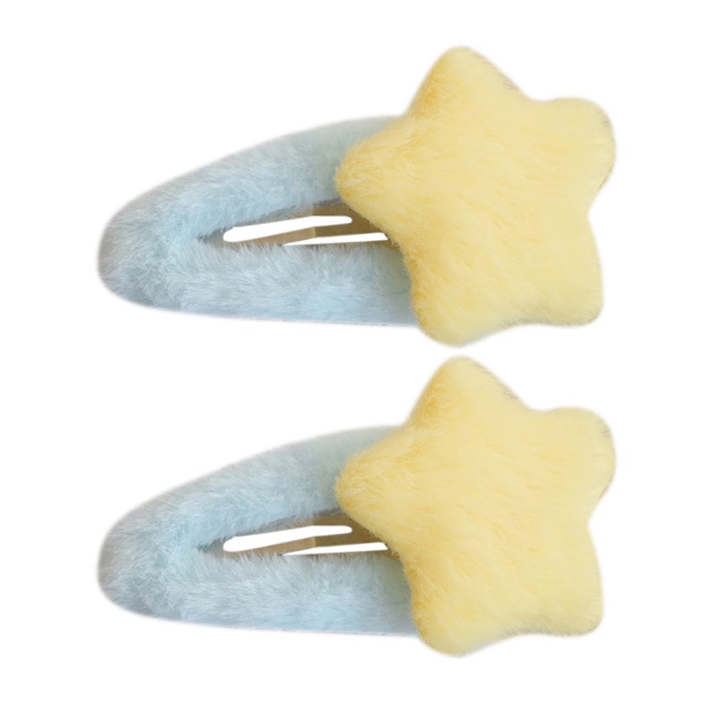 2 Pcs Plush Star Hair Clip Star Mini Star Hairpin Sweet Handmade Cute Pins Hairpin Headwear Hair Accessories Women Girls