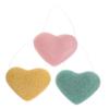 HAKIDZEL 3pcs Heart-Shaped Facial Cleansing Sponges for Women Exfoliating Deep Clean Soft Cosmetic Removal Pads Yellow Green and Pink for Skin Types view 1