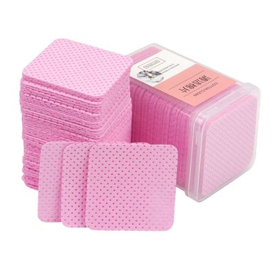 Beatifufu 400pcs Eyelash Glue Wipes Pink Cleaning Cloths for Eyelash Extensions Lint Non-Woven Pads Portable and Easy to Use for Daily Makeup and Lash Grafting