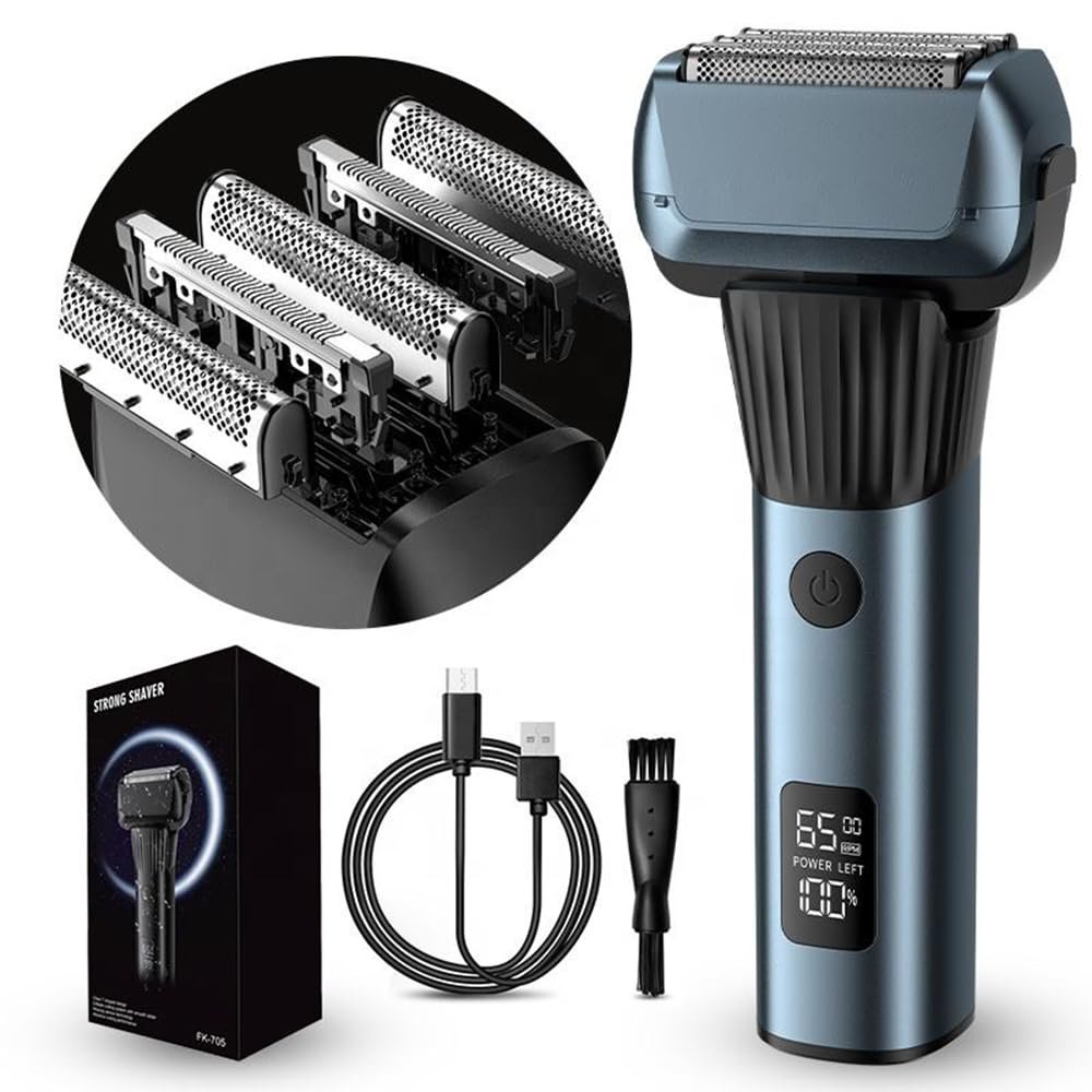 Electric Shaver for Men, Wet & Dry Shave, Turbo & Gentle Shaving Modes, 5 Blade Heads Waterproof Foil Shaver, Gifts for Men (Azure Blue)